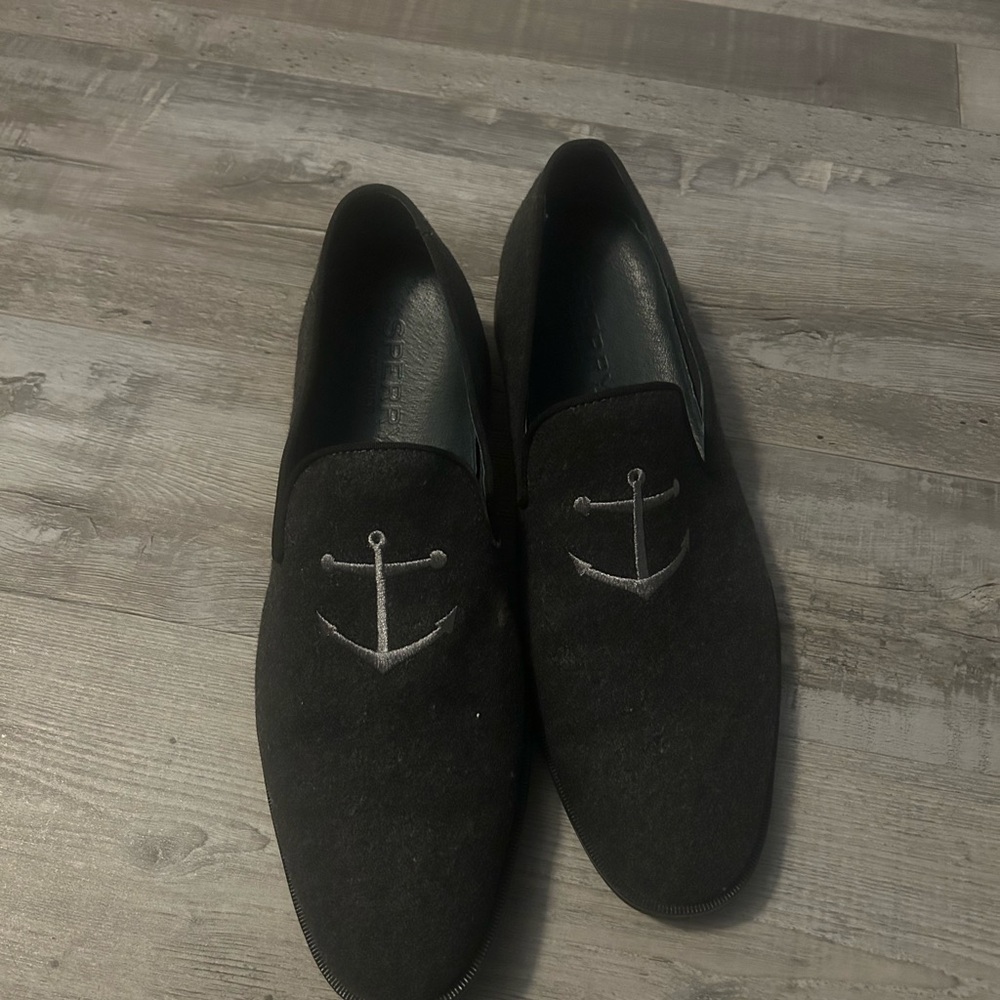 Sperry Black Anchor Embroidered Loafers
